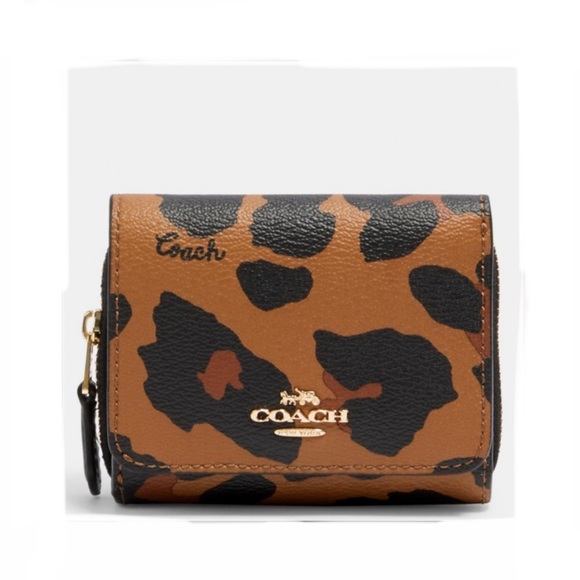 Coach Handbags - Coach Small Trifold Wallet Leopard Print